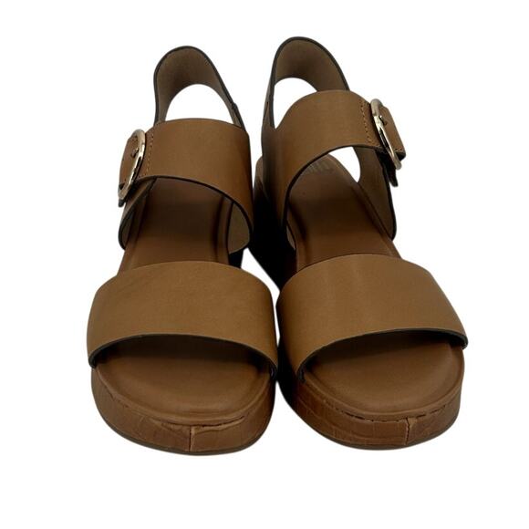 NEW Faedra Wedge Leather Super Soft Sandal Brown Tan Women’s 7 - Picture 1 of 8
